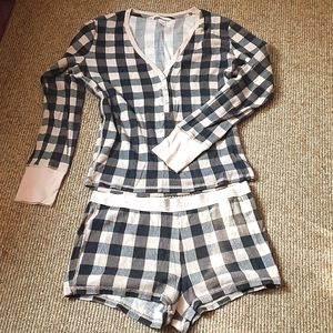 Victoria's Secret Pajama Set Pink/Black Plaid Sm